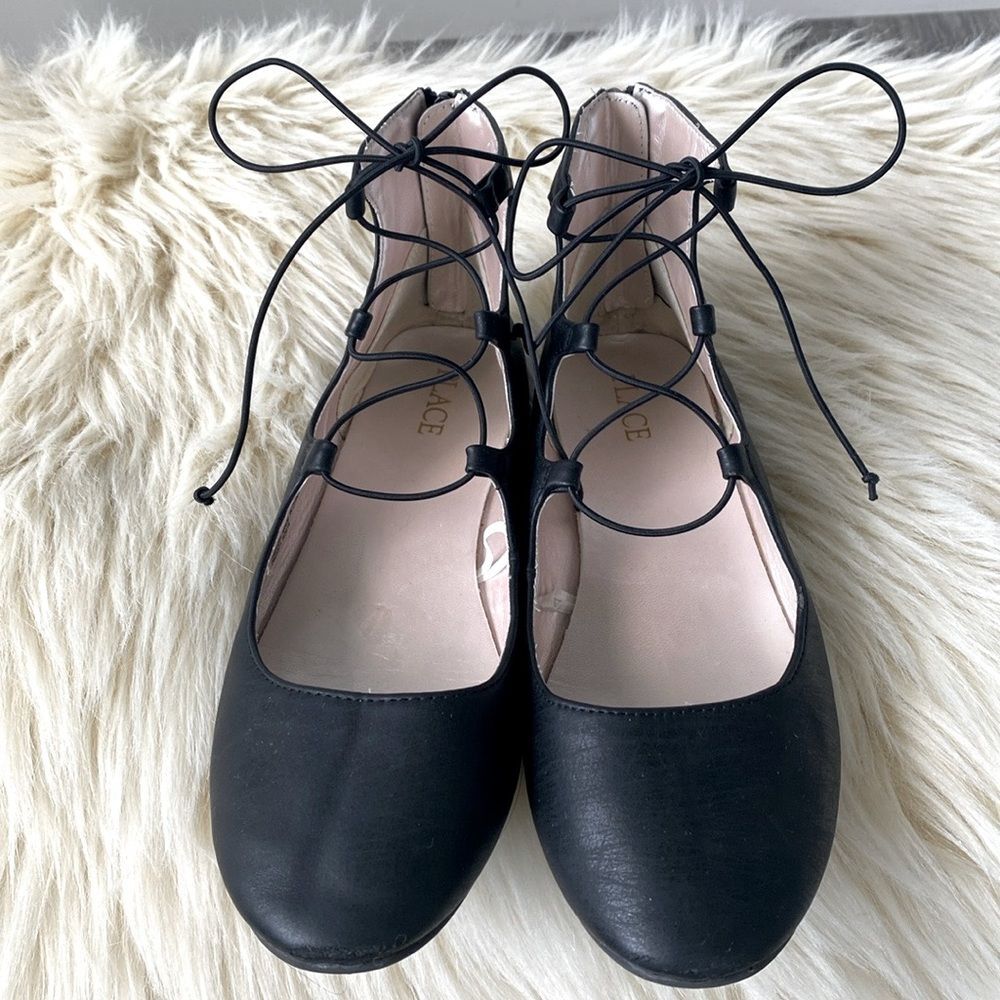 Place Black Ballet Flats Lace Up Big Kid sz 5 Romantic Ballet Core Castle Core